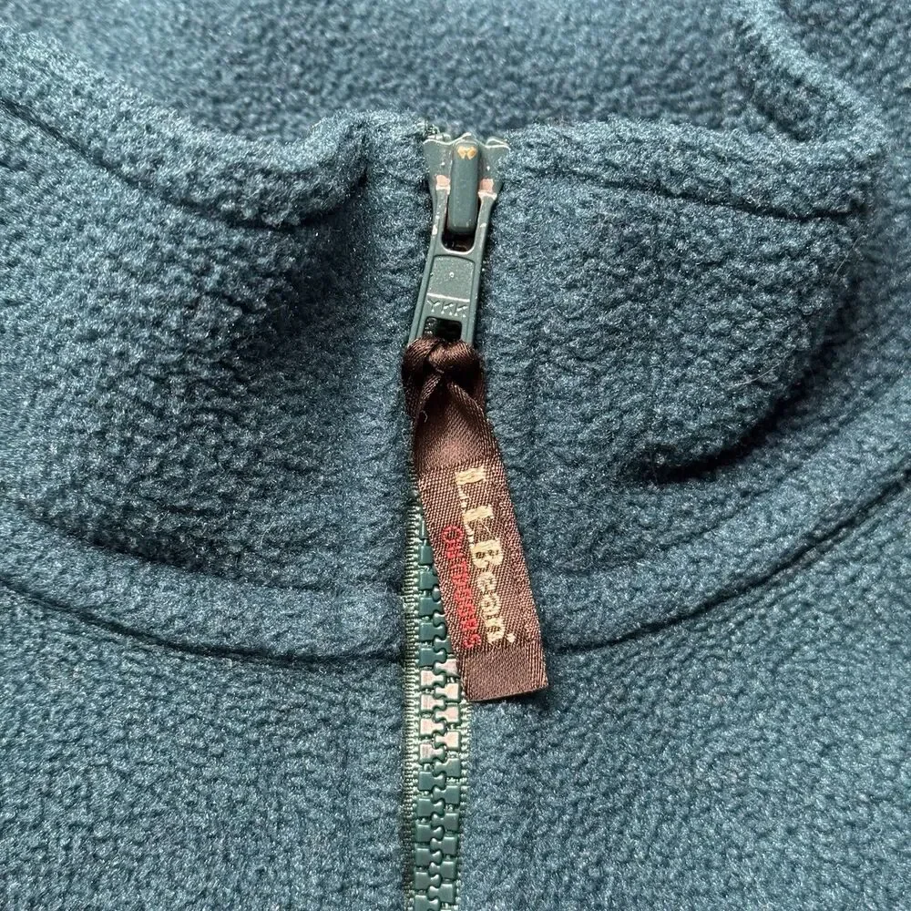 LL Bean Womens Medium Regular Fleece Jacket Teal Green Full Zip Outdoor Warm EUC